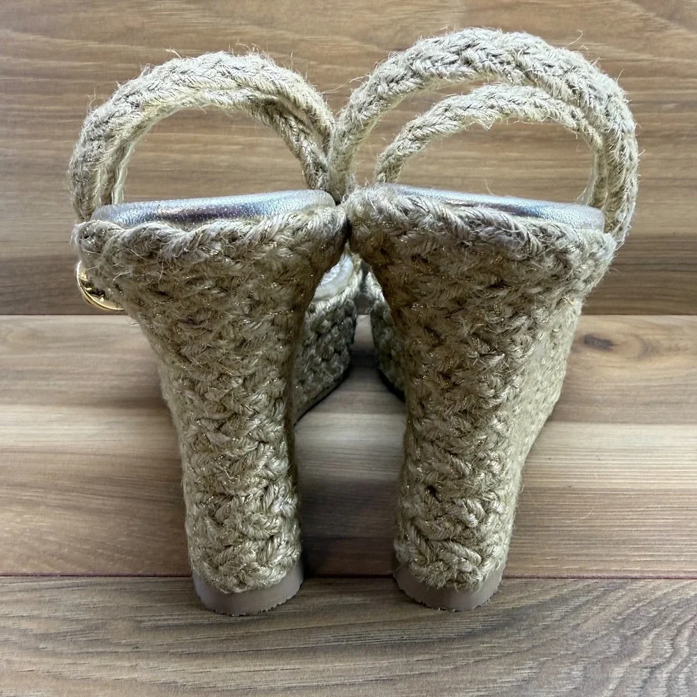 Stuart Weitzman Braida Wedge Heels 7 B Natural Jute Ankle Strap Platform - Picture 7 of 10